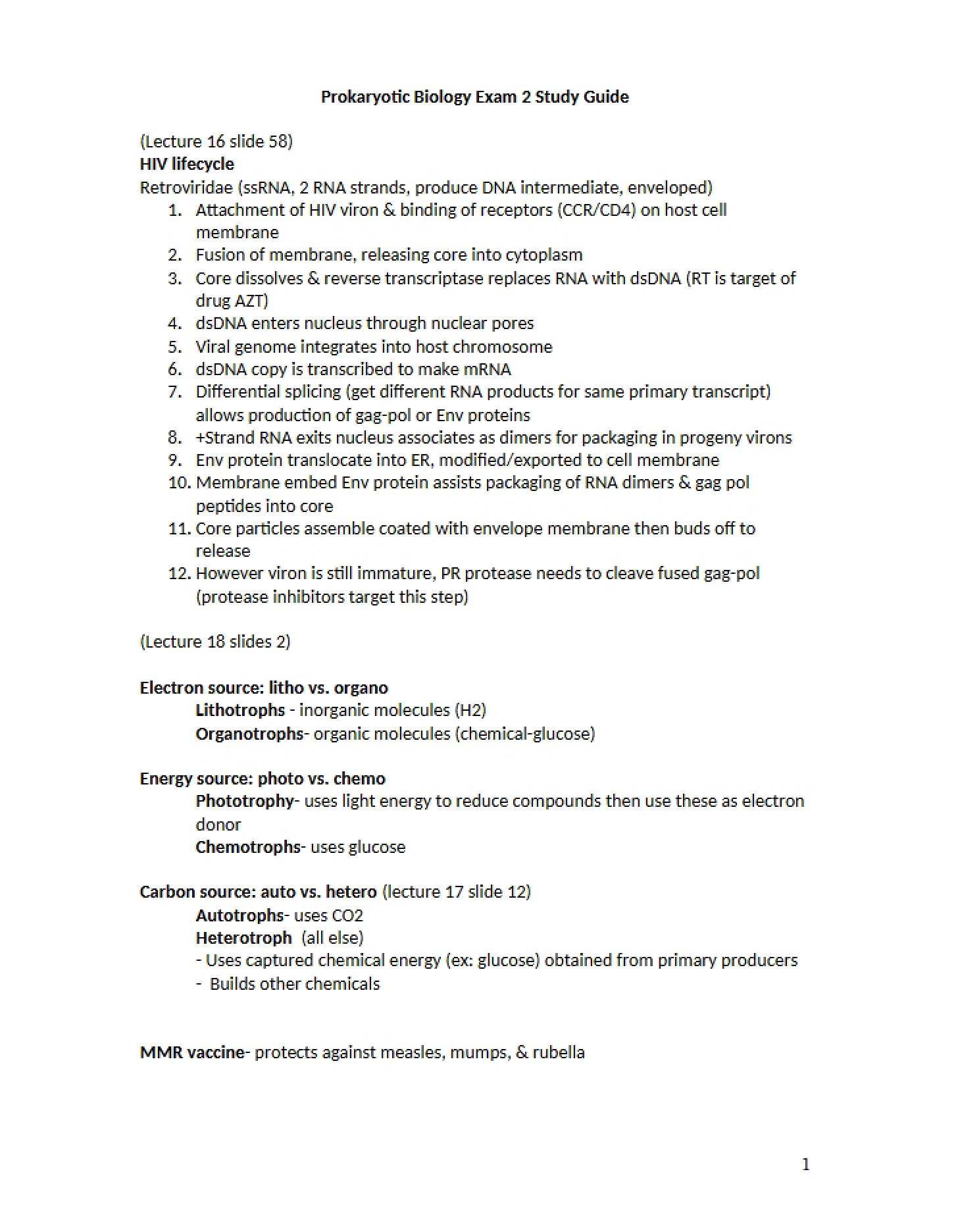 Exam 2 Guide Prokaryotic Biology