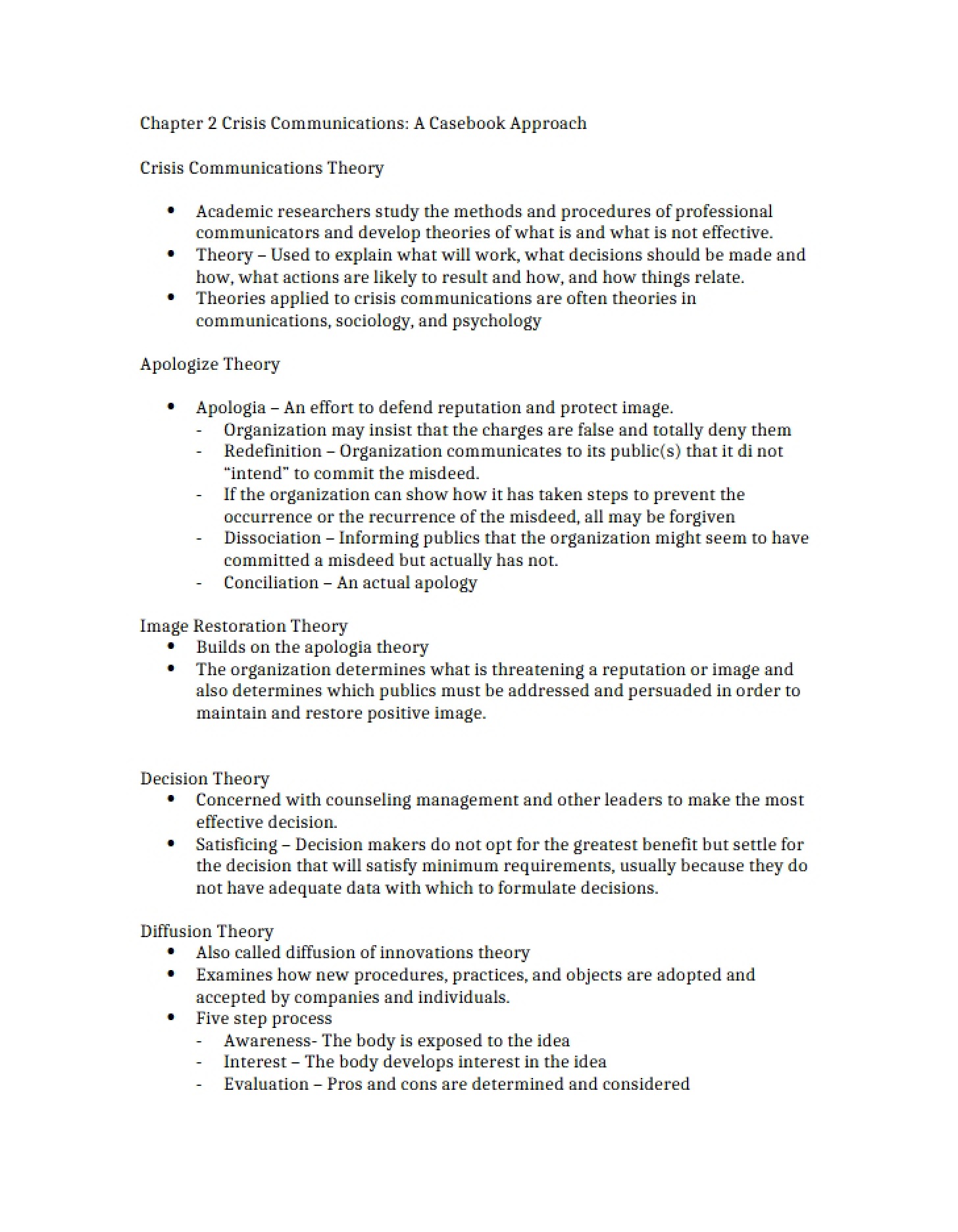Theory of Crisis Communications