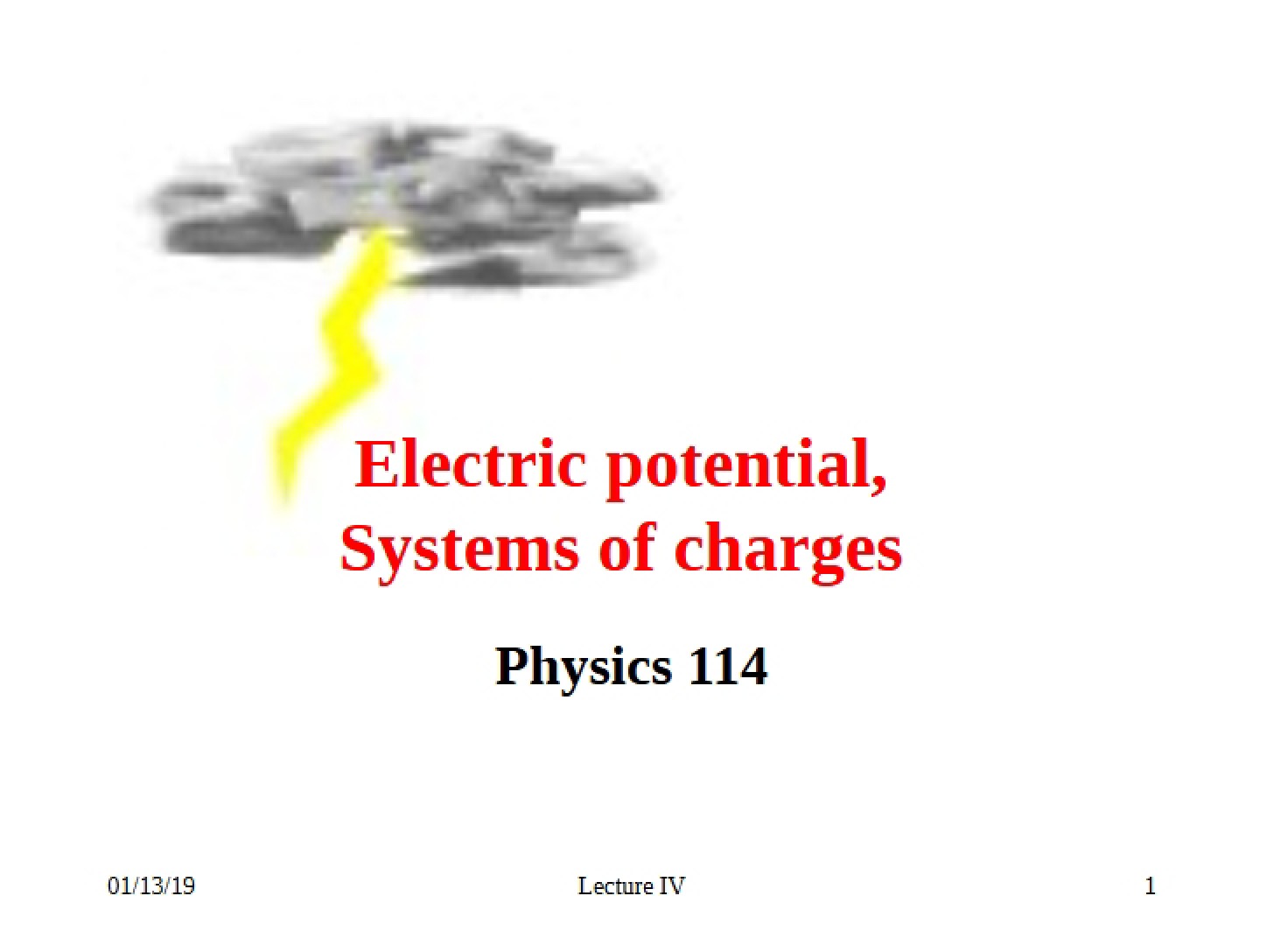 Charge Systems and Electric Potential (Lecture 4)