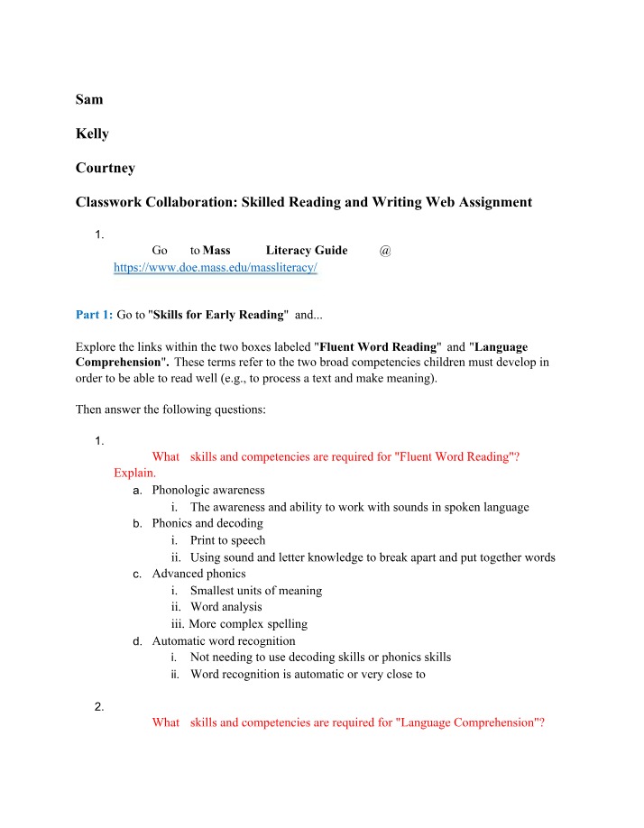 Reading and Writing Skills - Mass Literacy Guide