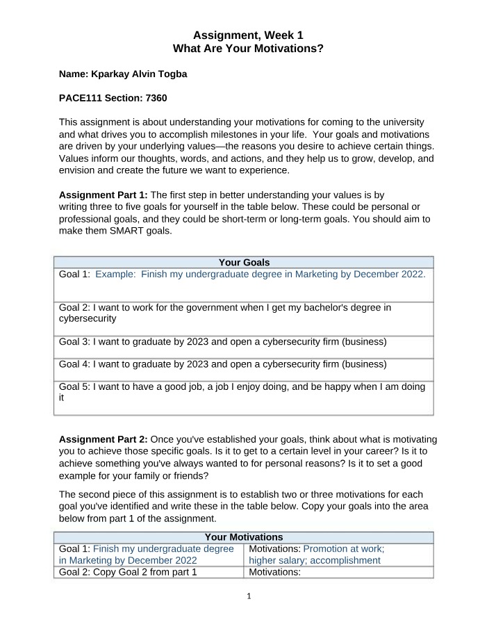 Week 1 Assignment Template for Pace 111