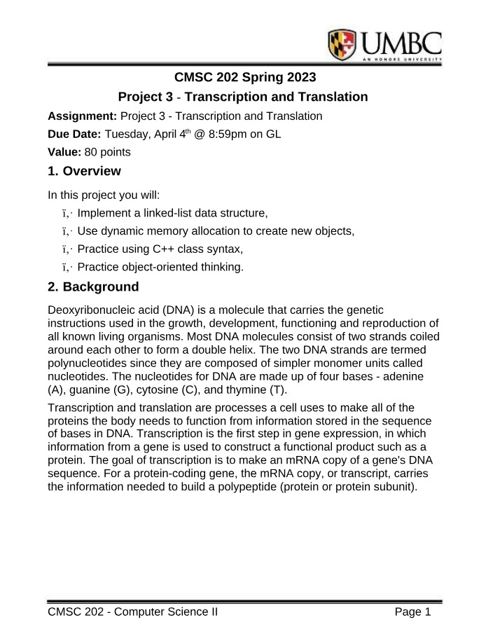 Transcription and Translation - Project 3
