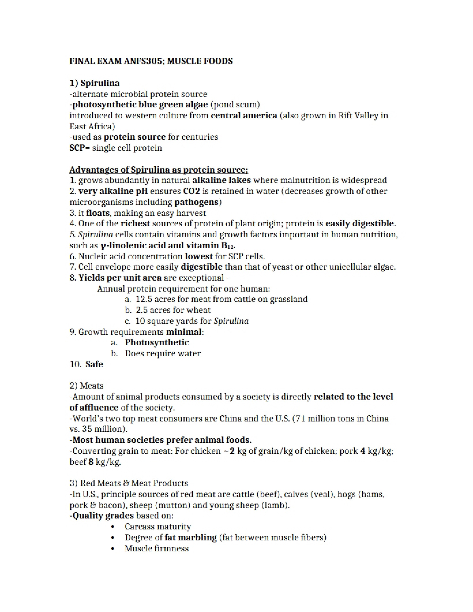 Foods Derived from Muscle Tissue