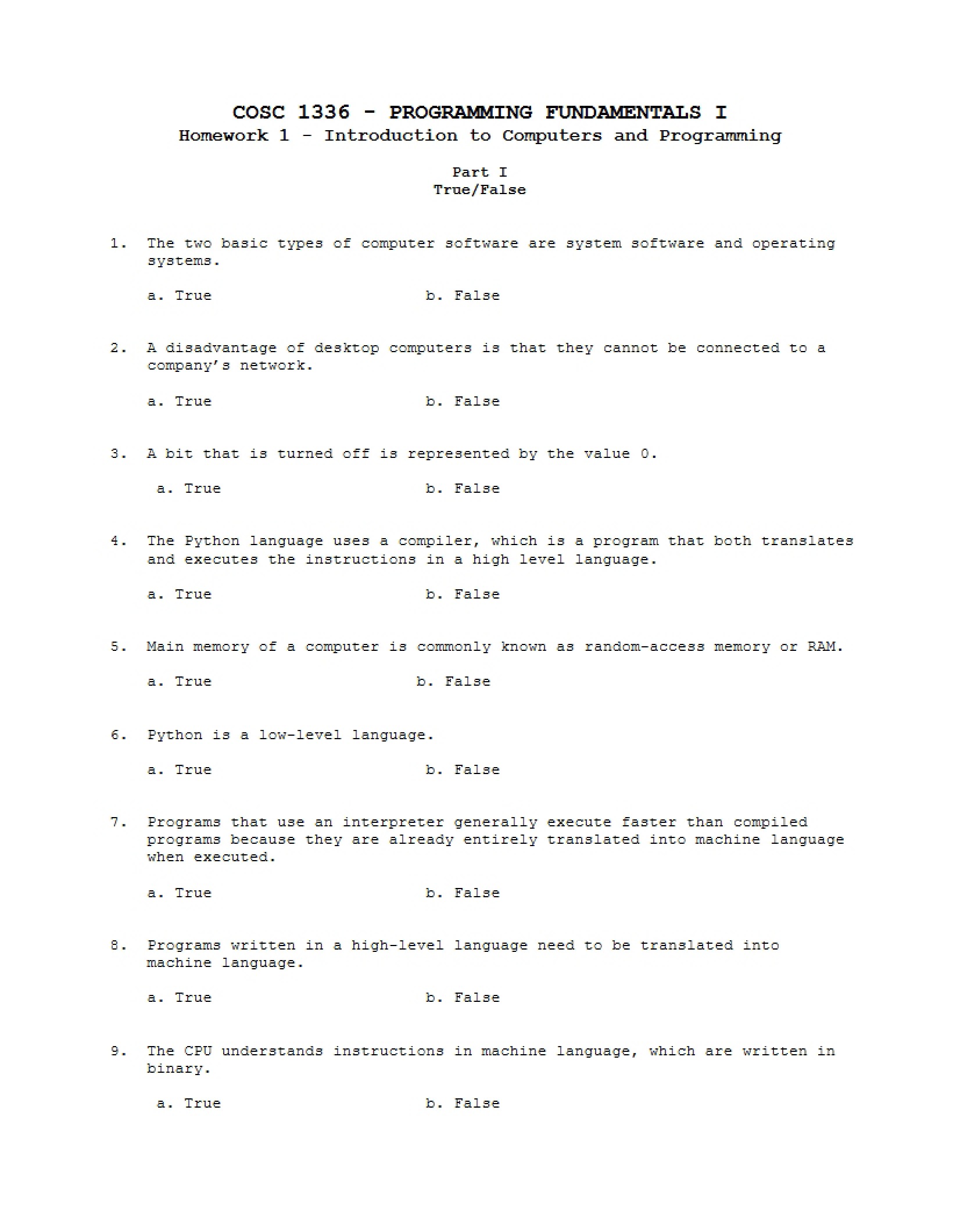Intro to Programming Assignment 1