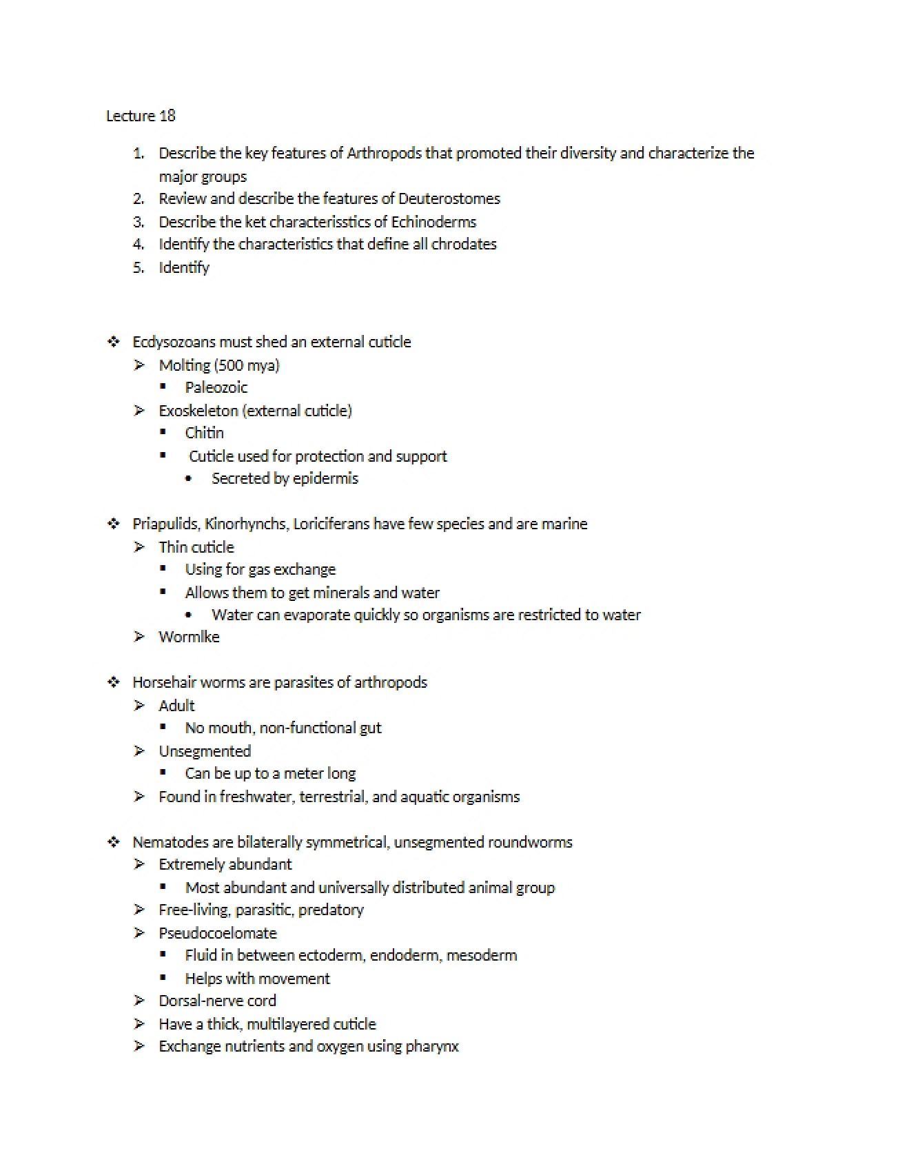 Lecture Notes for Biological Sciences II