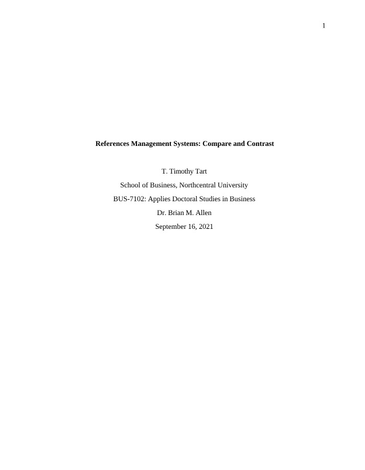 Compare and Contrast Reference Management Systems