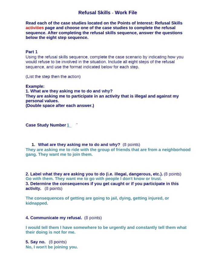 Work File for Refusal Skills