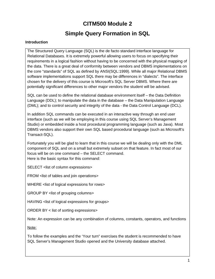 ITM500 - Data and Information Management Notes