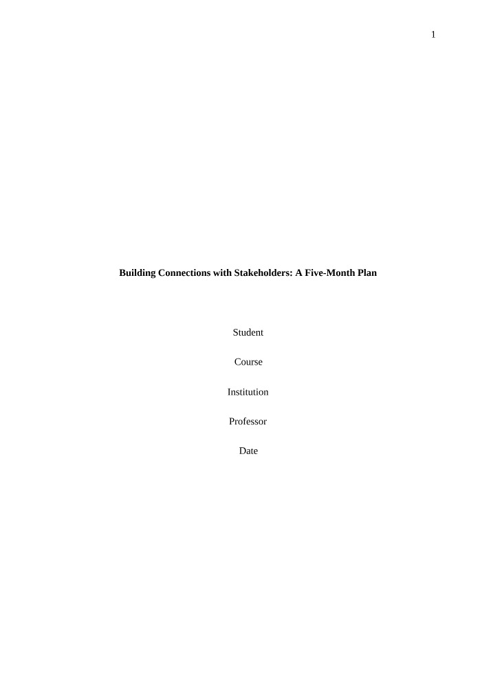 5-Month Plan for Building Connections with Stakeholders