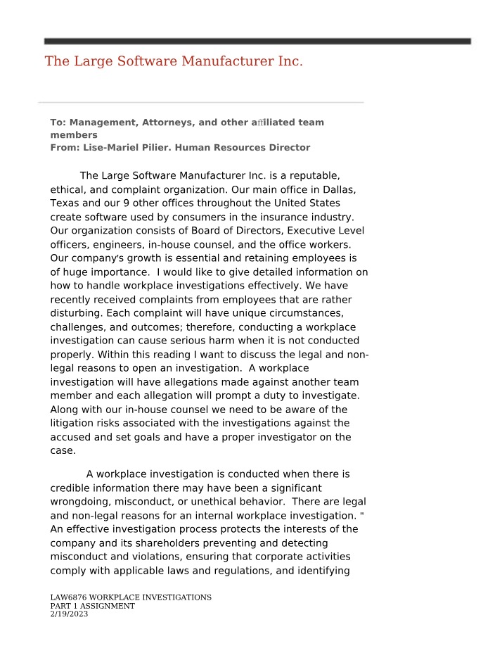 Ensuring Ethical Conduct in Workplace Investigations