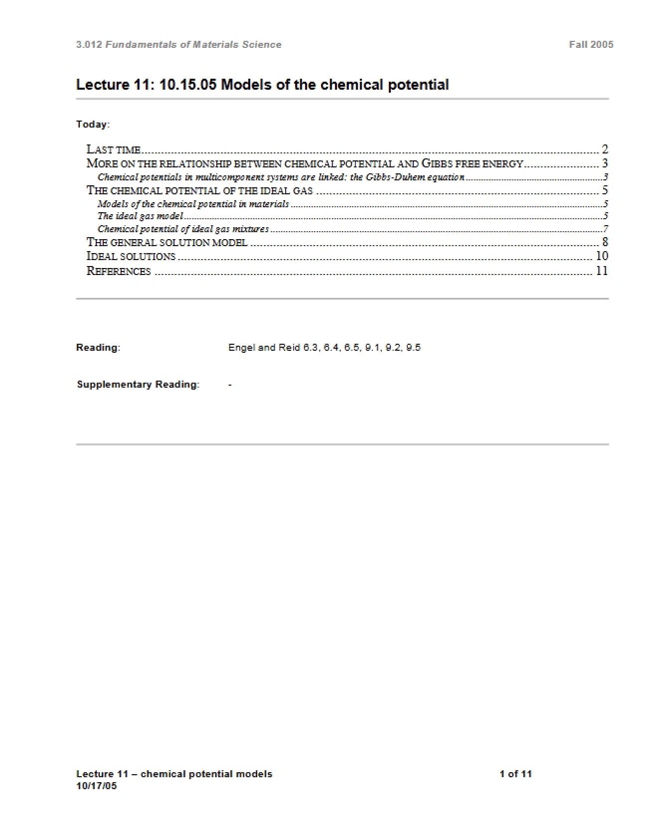 Chemical Potential Models
