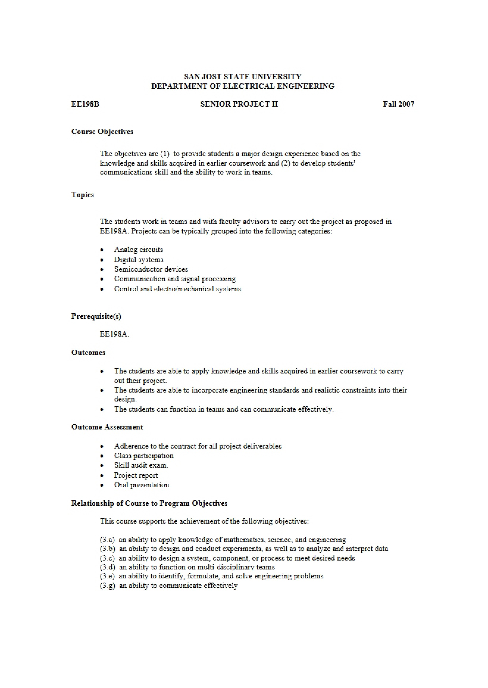 EE198B Overview