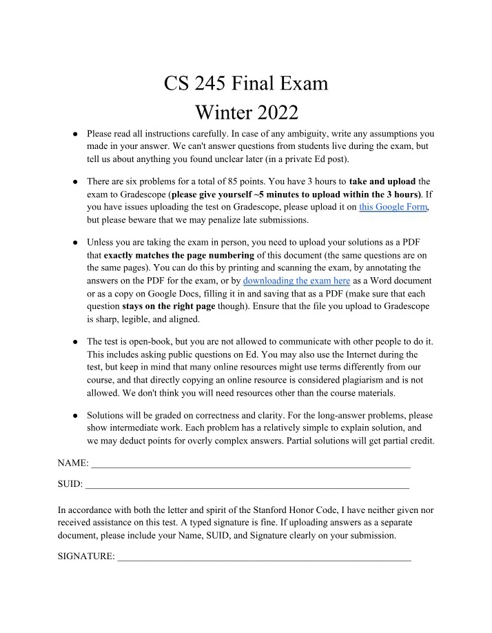 CS245 Final Exam - Hash Tables and Valid Rewrites