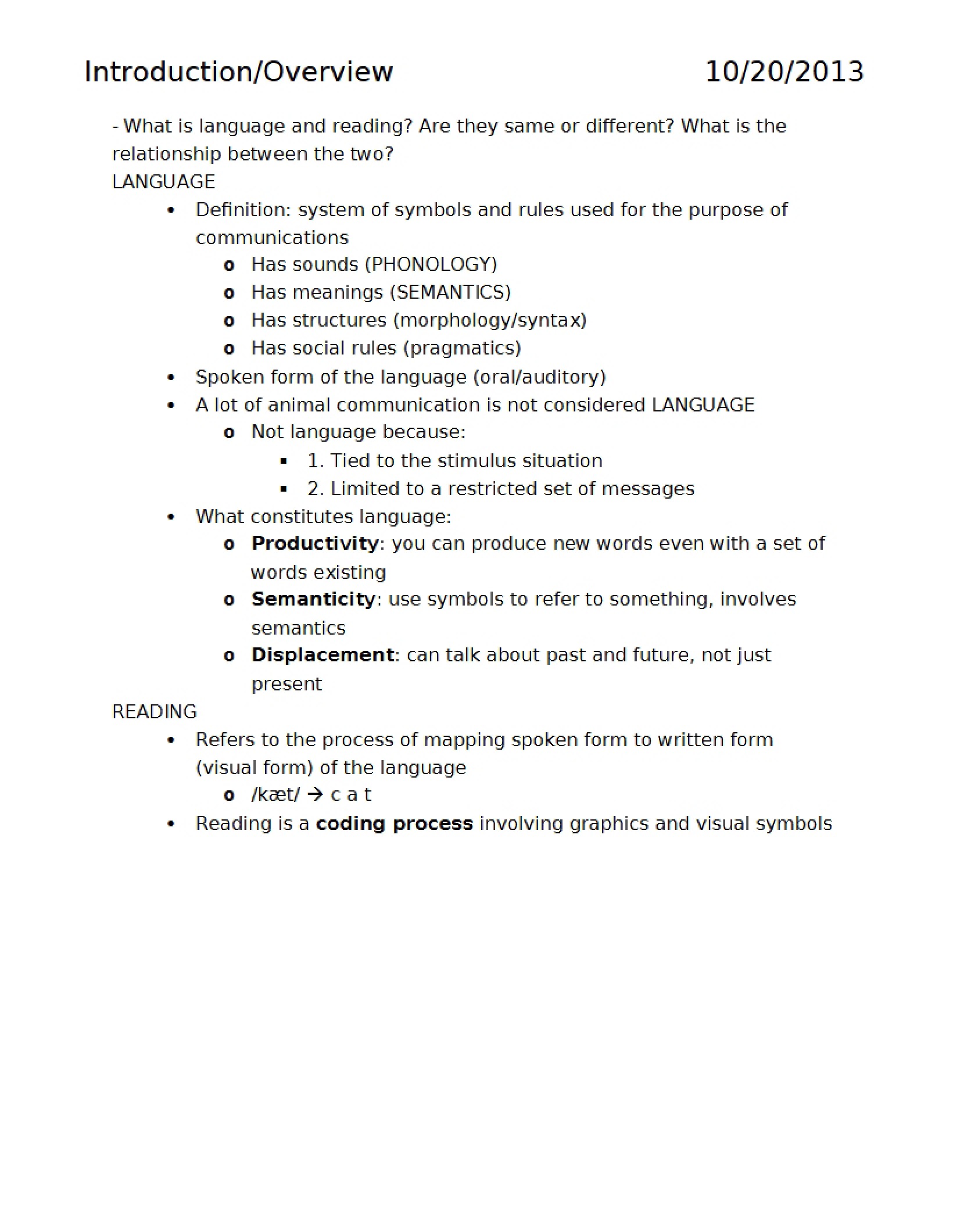 Notes on Cognitive Development