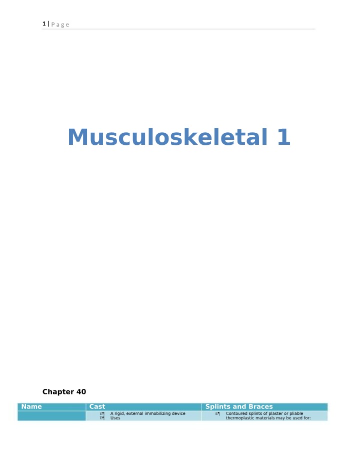 Interventions and Uses for Musculoskeletal Casts, Splints, and Braces