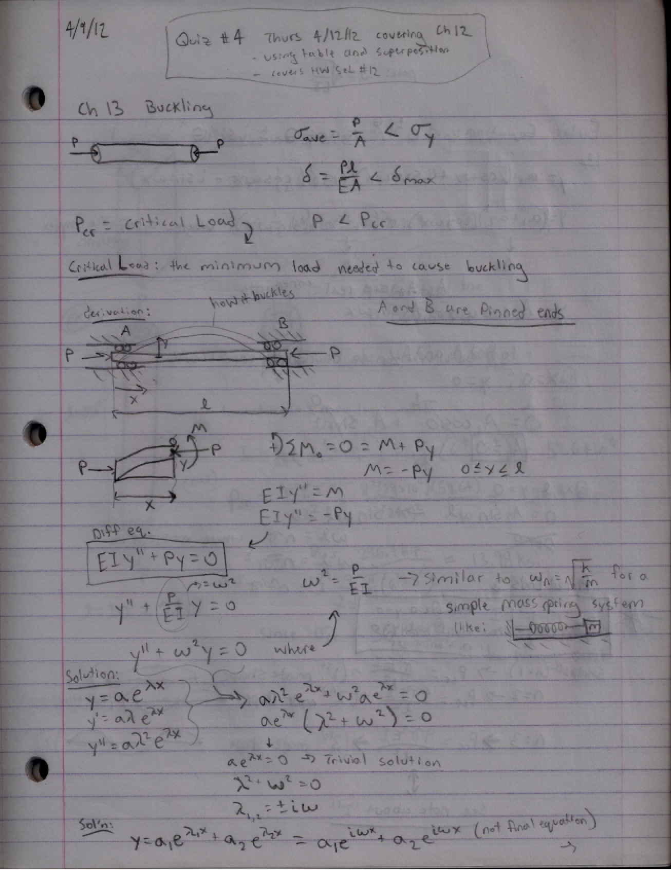 Quiz Four for Mechanics of Materials