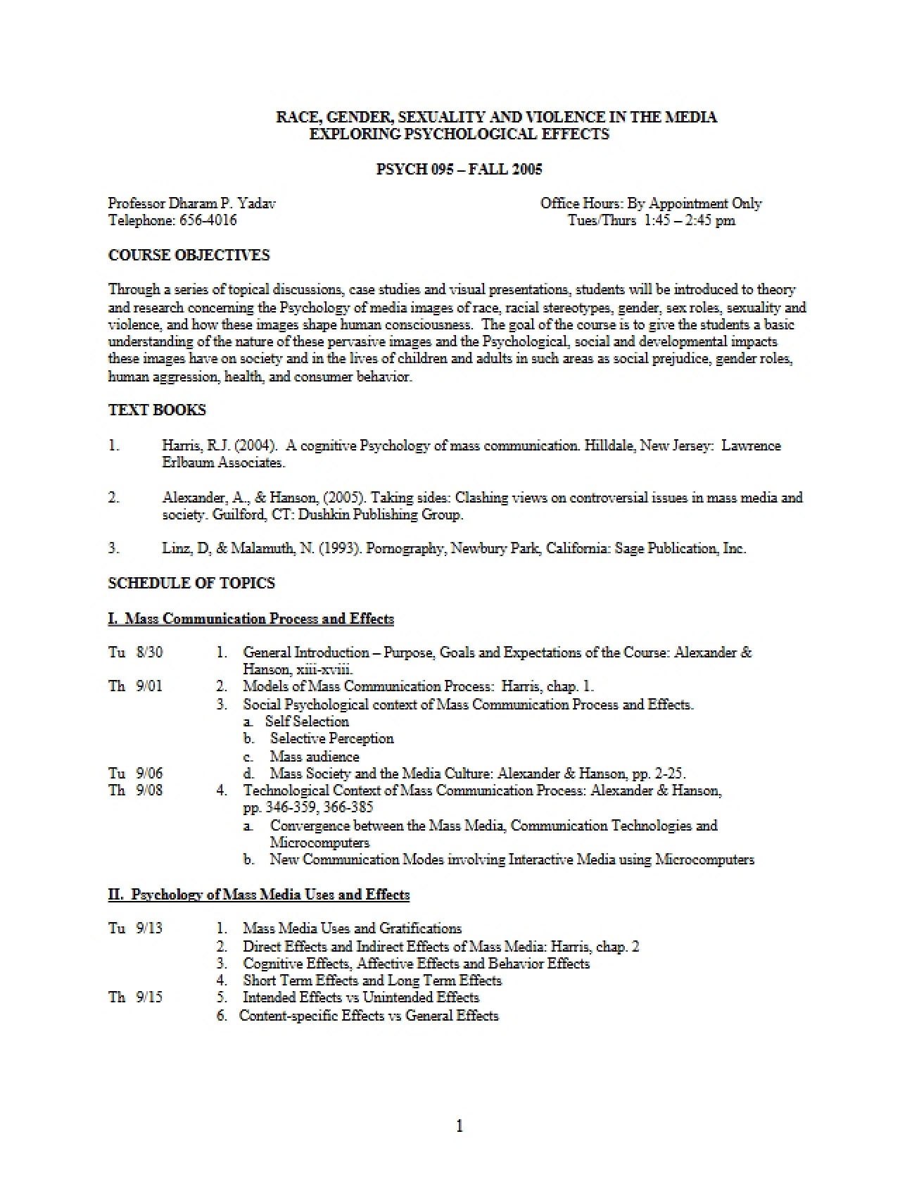 Syllabus for Meanings of Madness