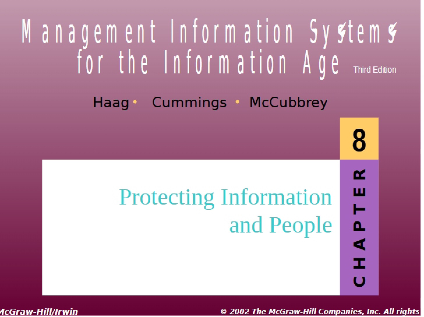 Protection of People and Info (Chap 8)