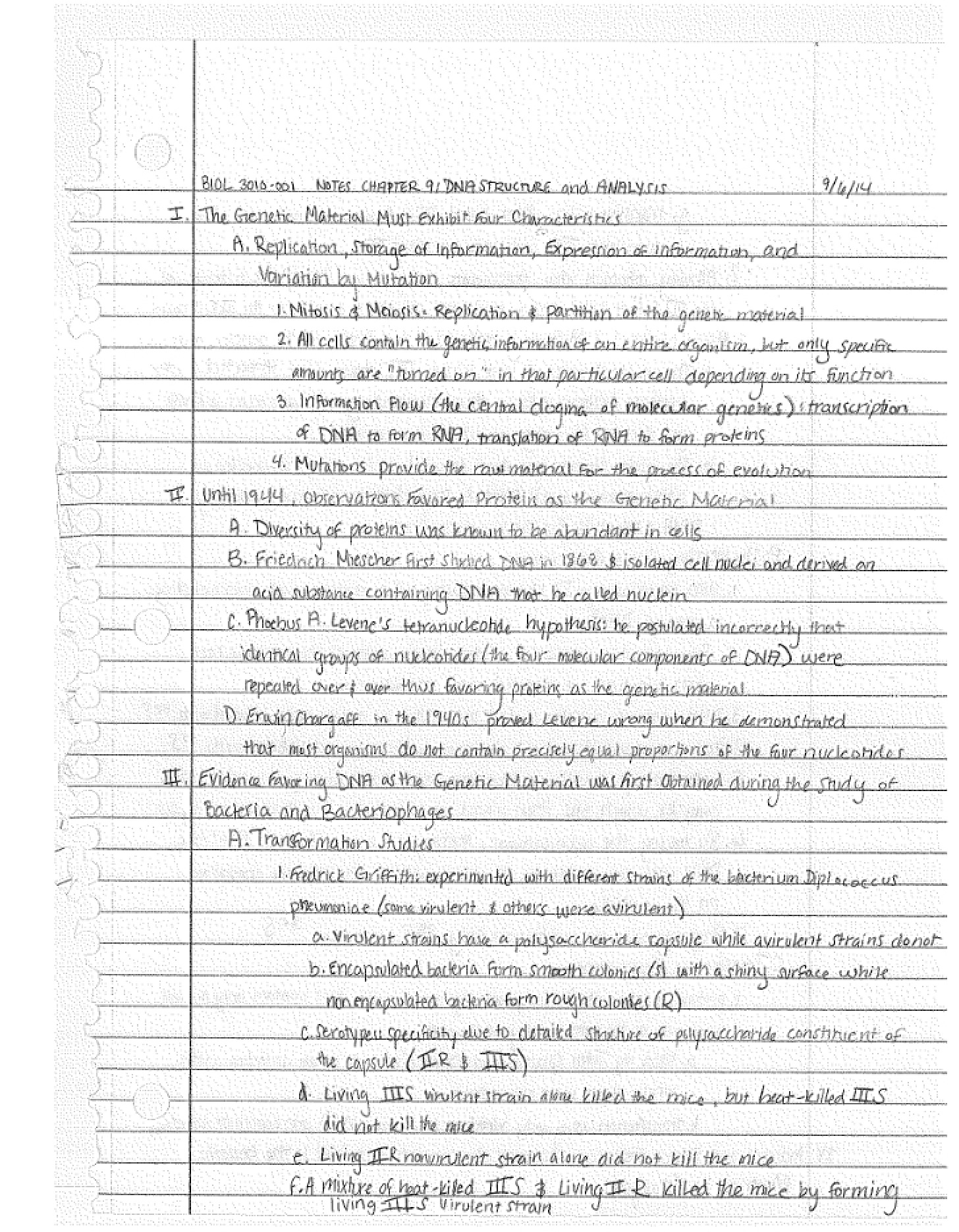 Analysis and Structure of DNA