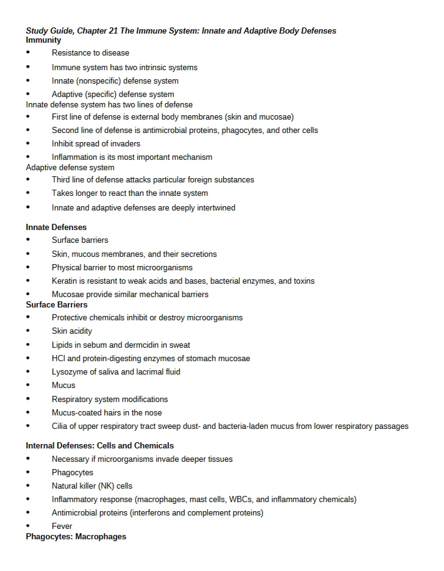 Immune System Chapter 21 Study Guide