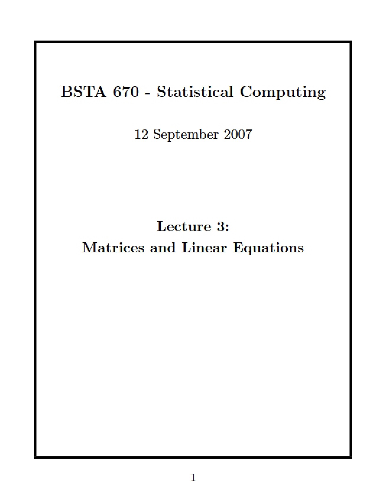 Linear Equations and Matrices