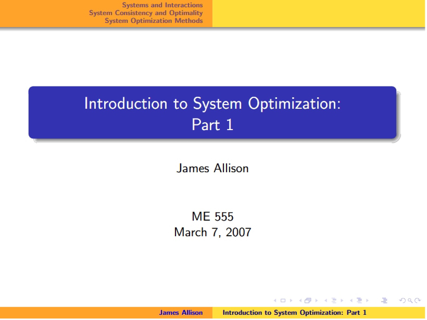 System Optimization Introduction Part I