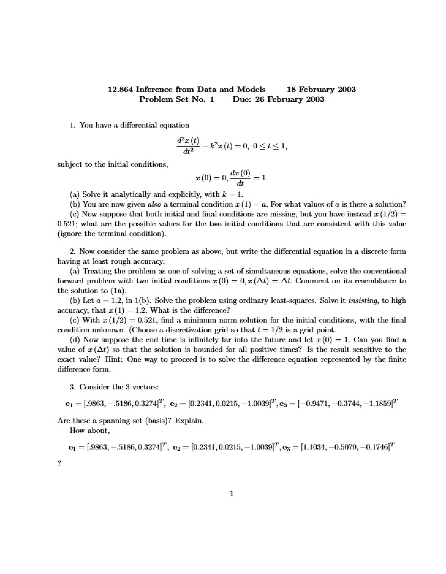 Problem Set Number 1