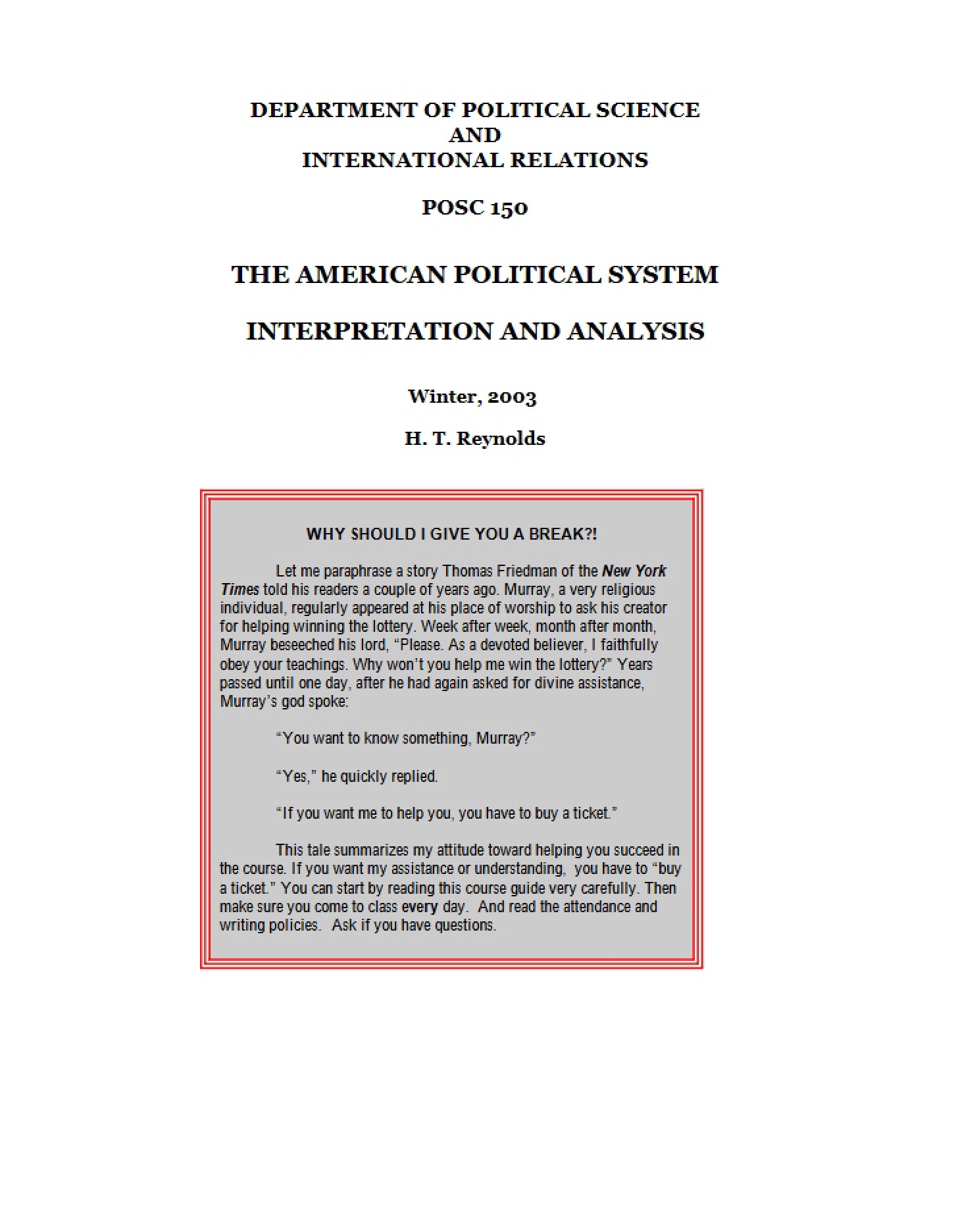 Course Syllabus