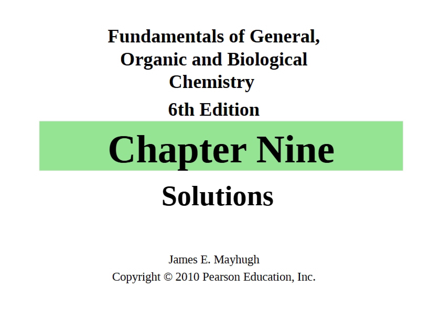 Chemistry Solutions