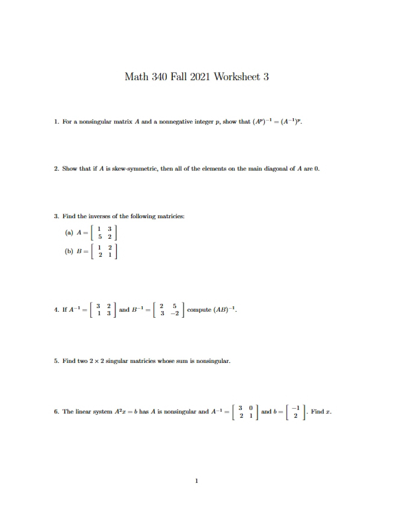 Worksheet Three