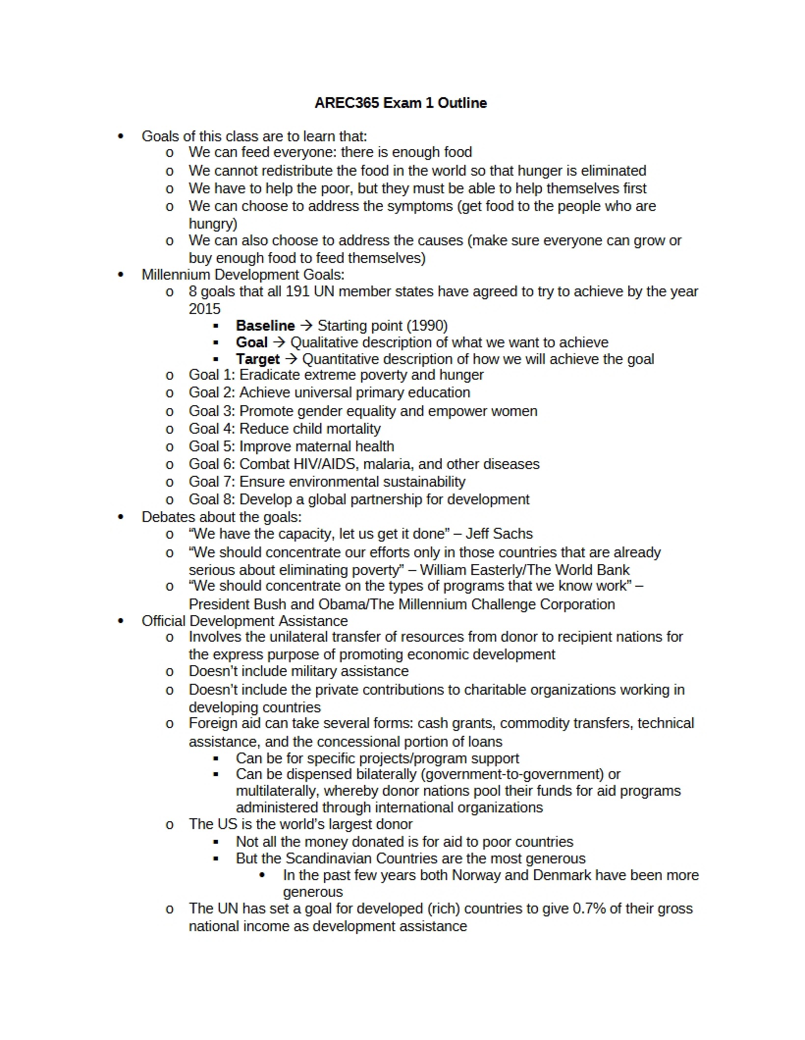 Outline for Test 1