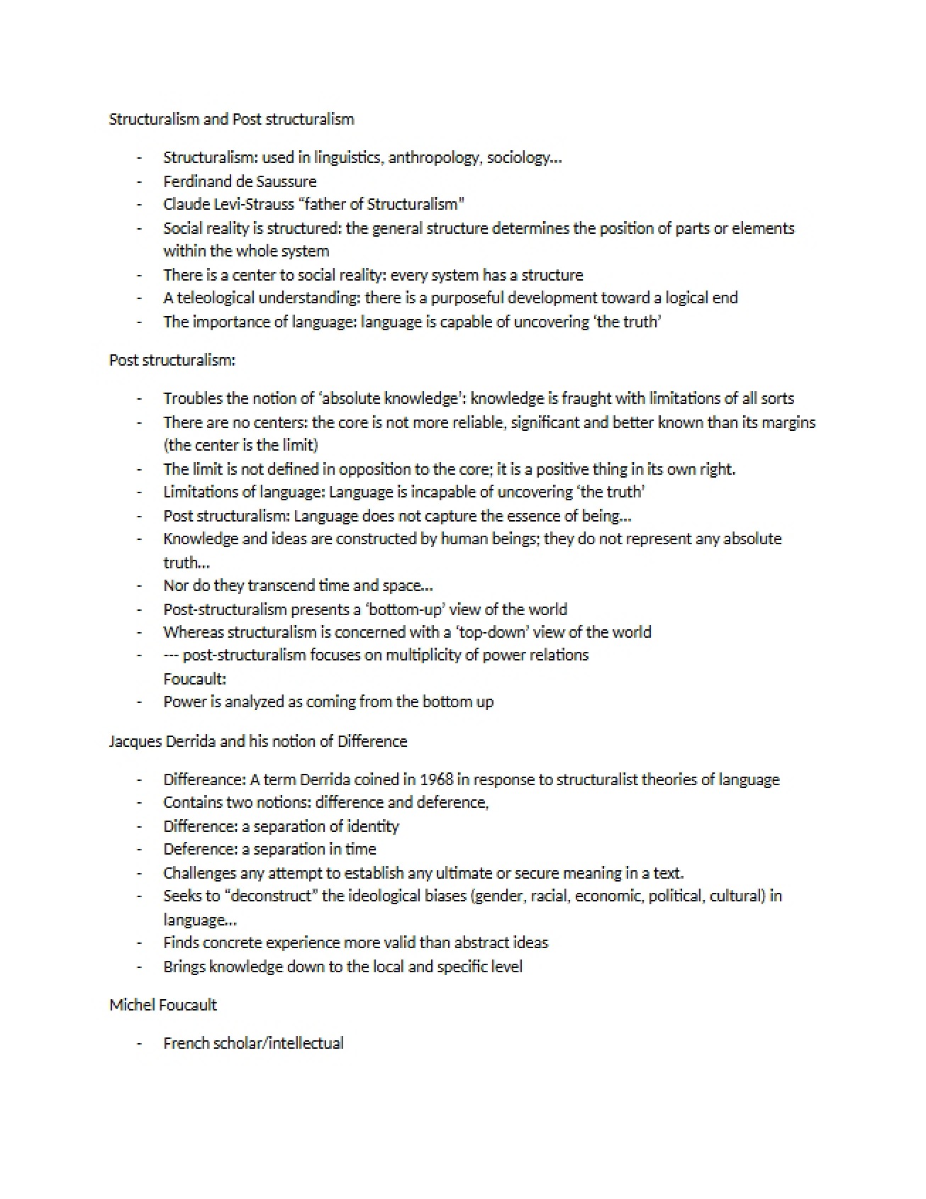 Post-Structuralism and Structuralism
