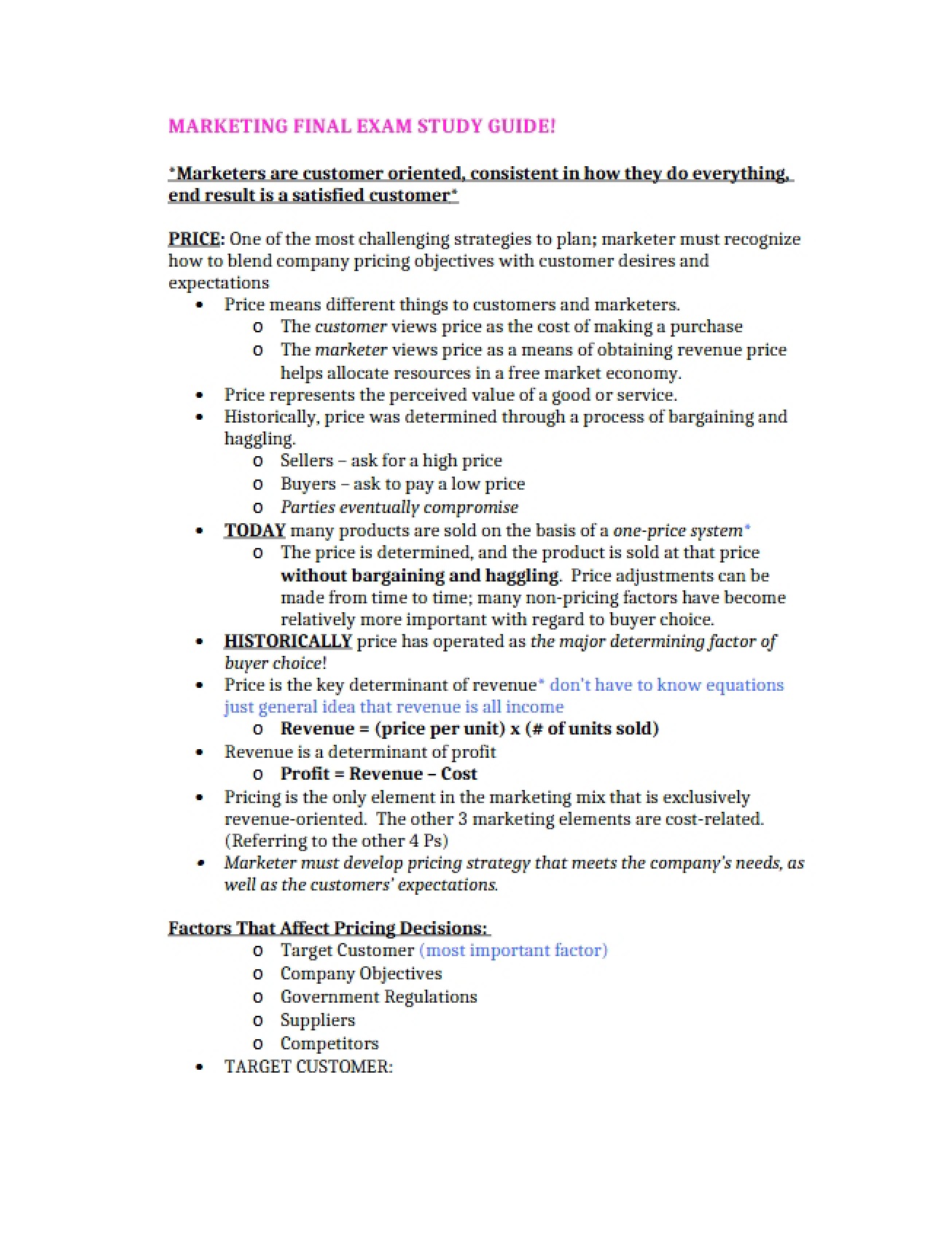 Final Exam Guide Marketing