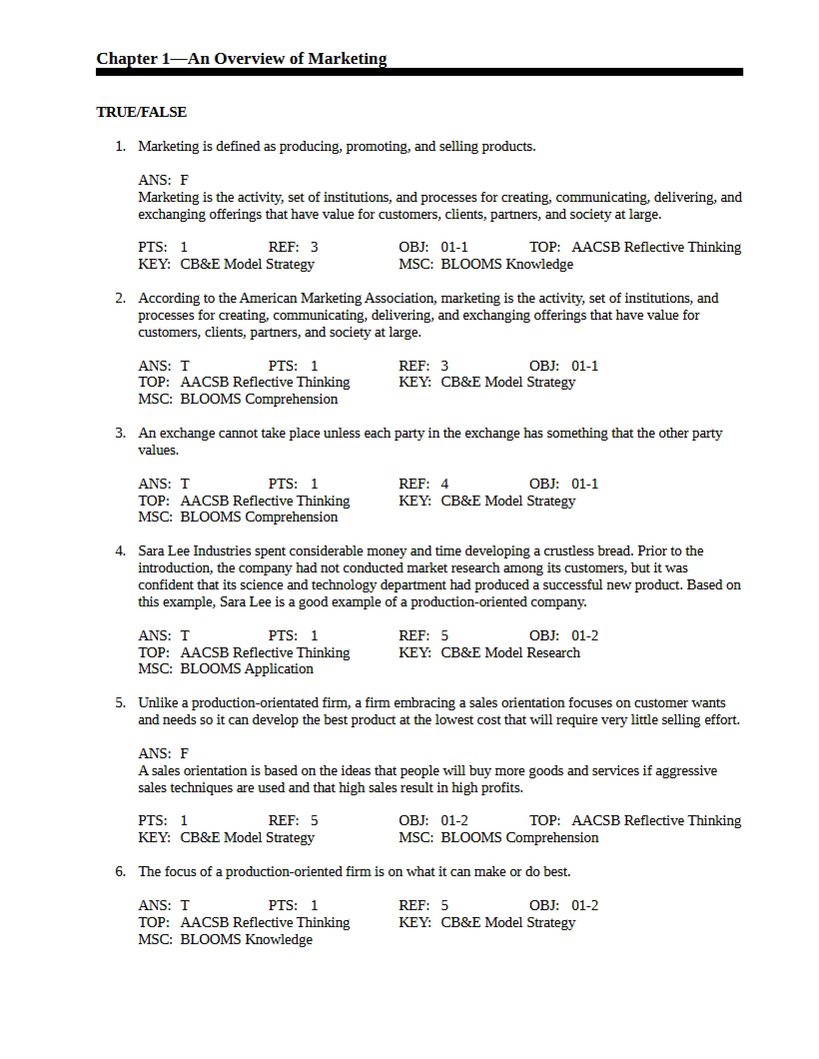 Marketing Overview (Chapter 1)