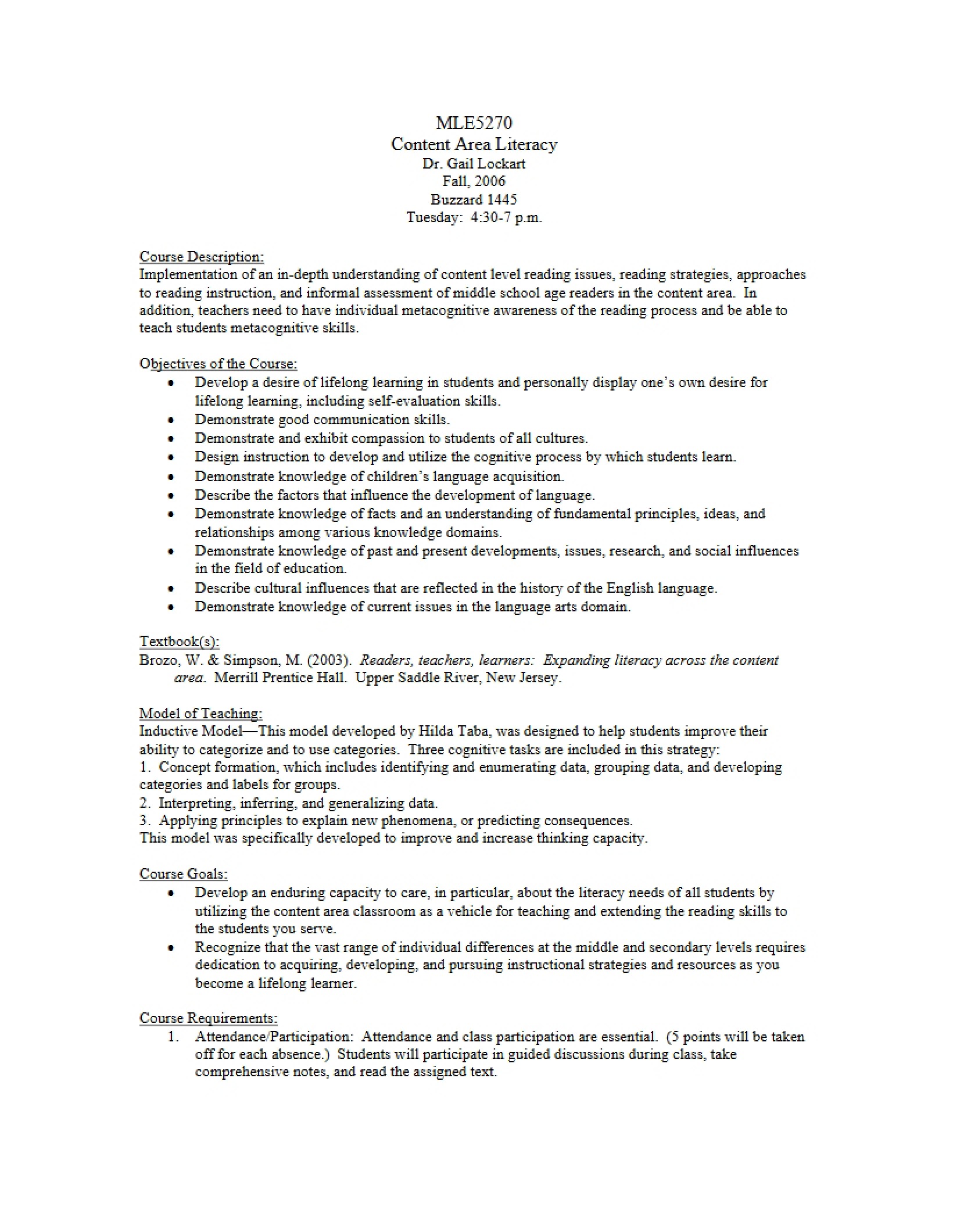 Lockart Section 001 Syllabus