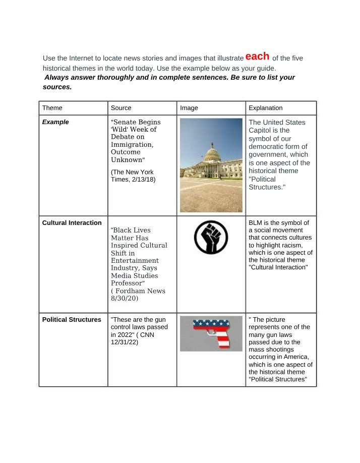Historical Themes and Current Events - Assignment