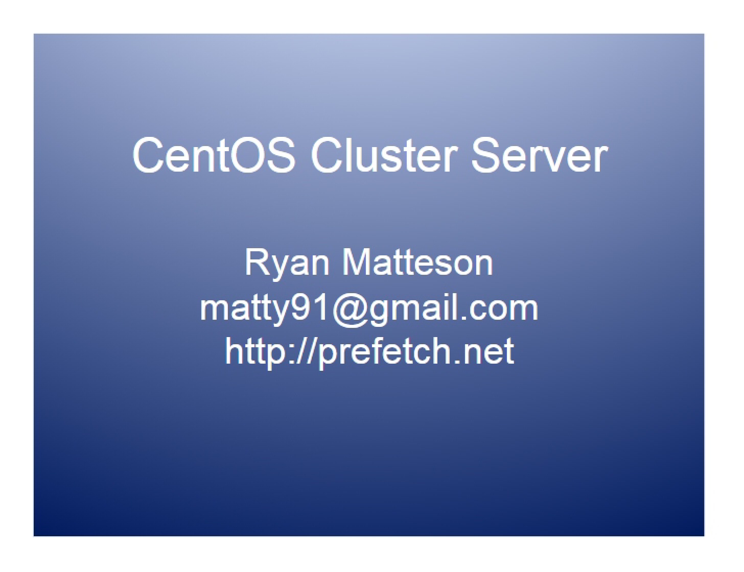 CentOS-Based Cluster Server Setup