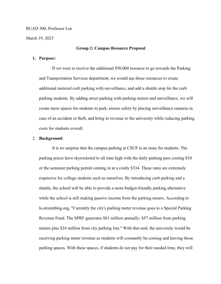 Campus Resource Proposal - BUAD 300