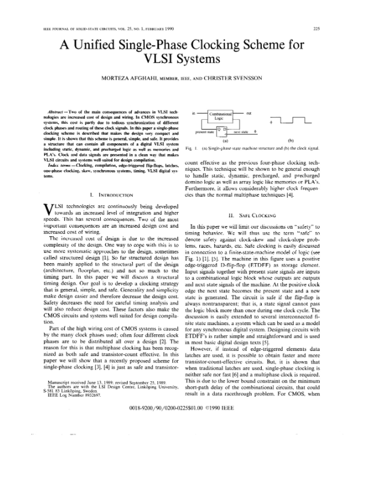 Unified Single-Phase Clocking Scheme for Systems on VLSI