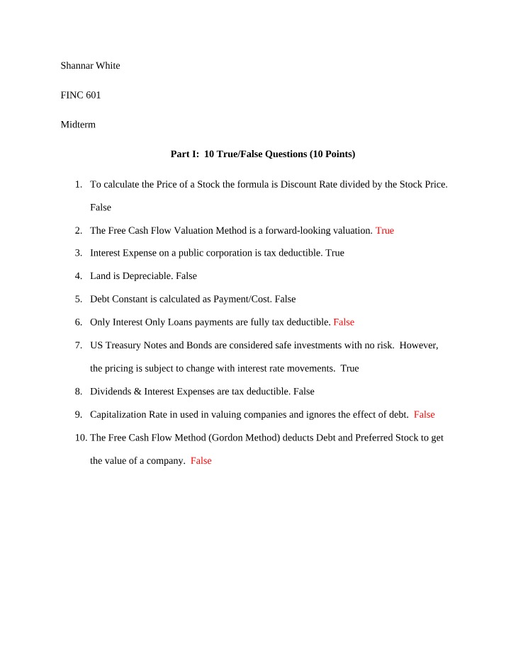 Word Solution for Midterm