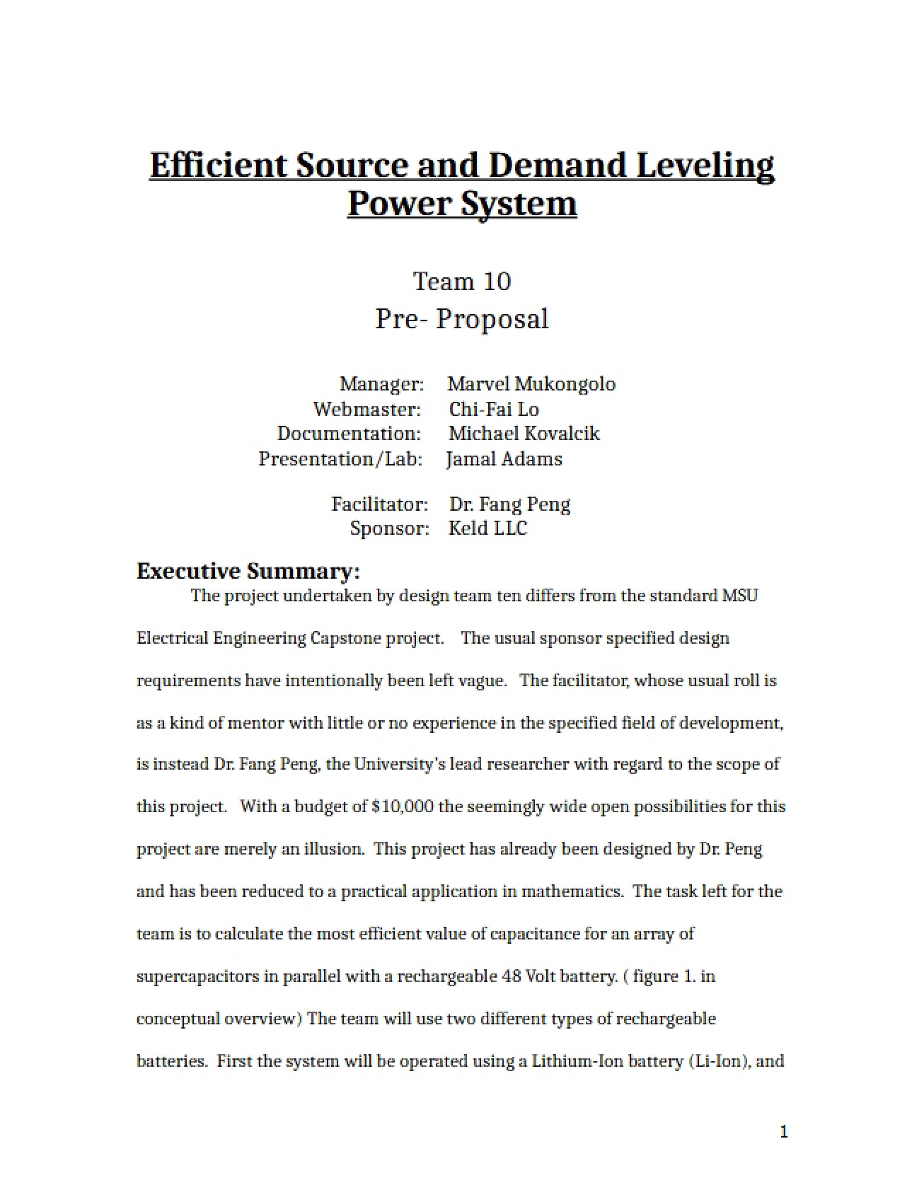 Power System for Efficient Source and Demand Leveling
