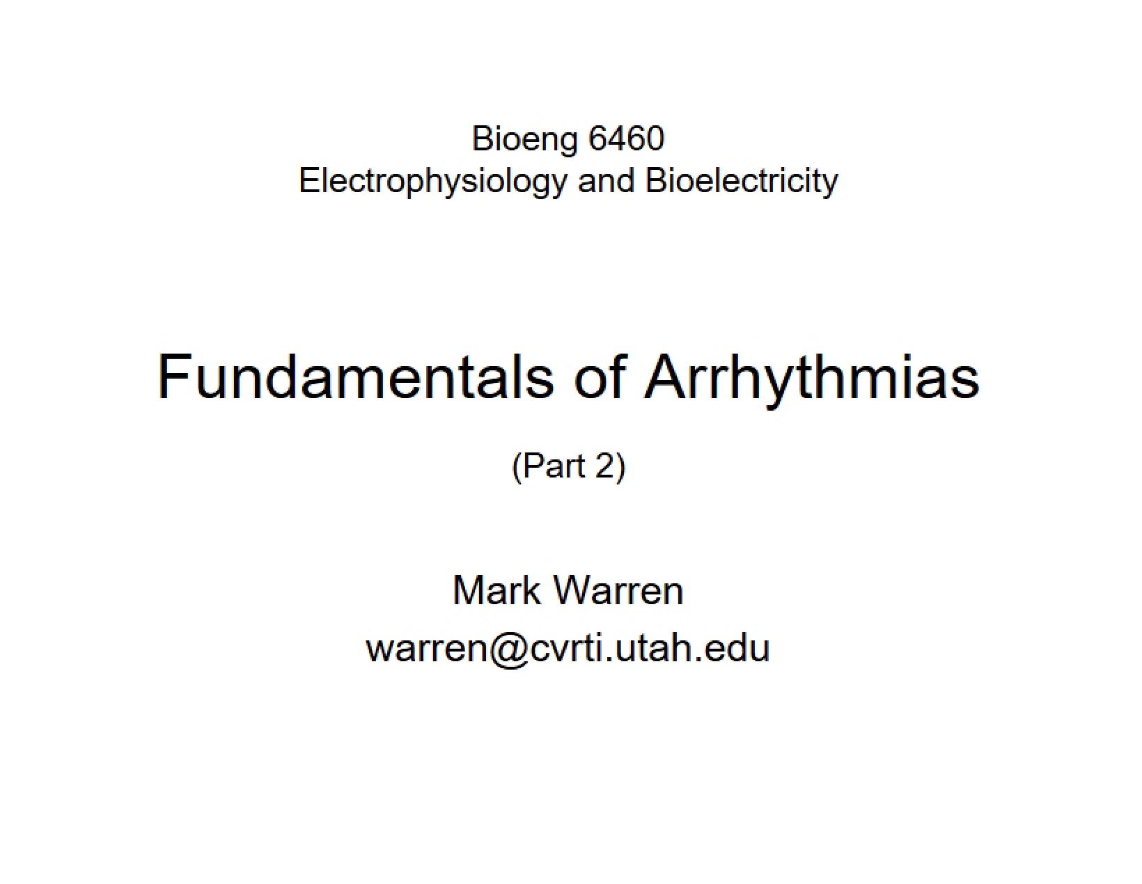 Arrhythmia Fundamentals