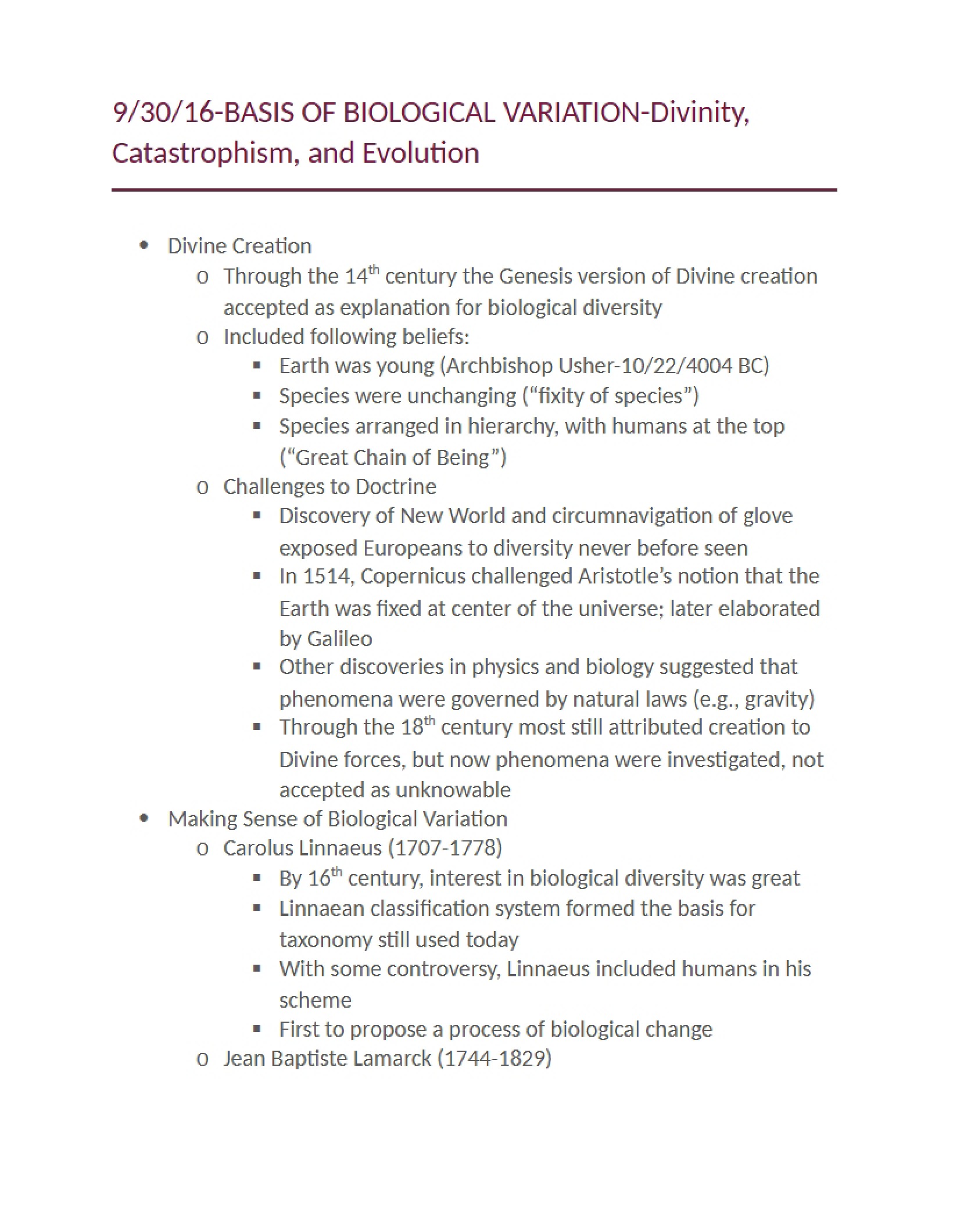 Foundations of Biological Variation