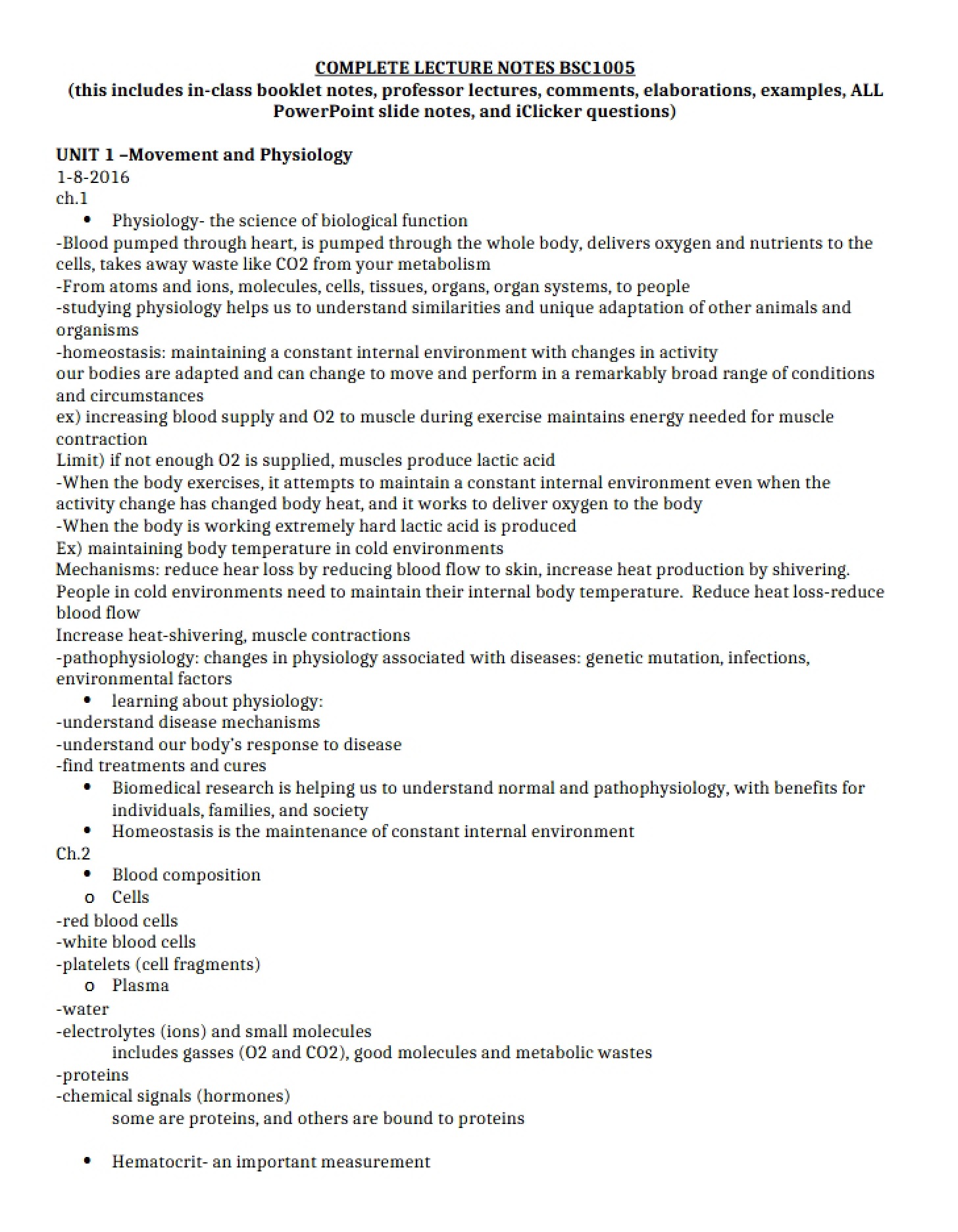 Physiological Mechanics Unit 1