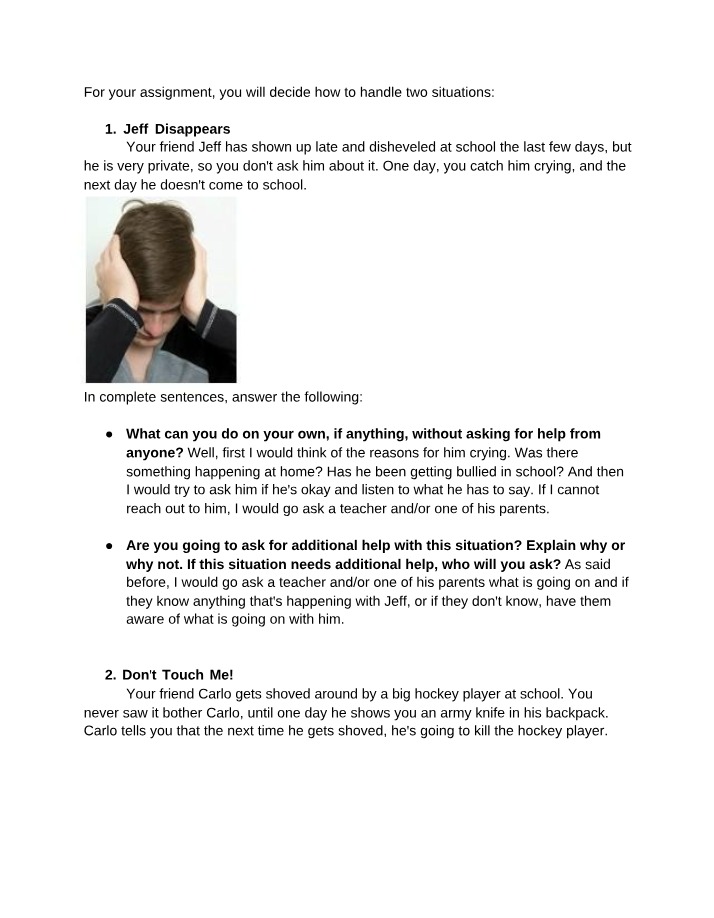 Handling Difficult Situations - Supporting a Distressed Friend