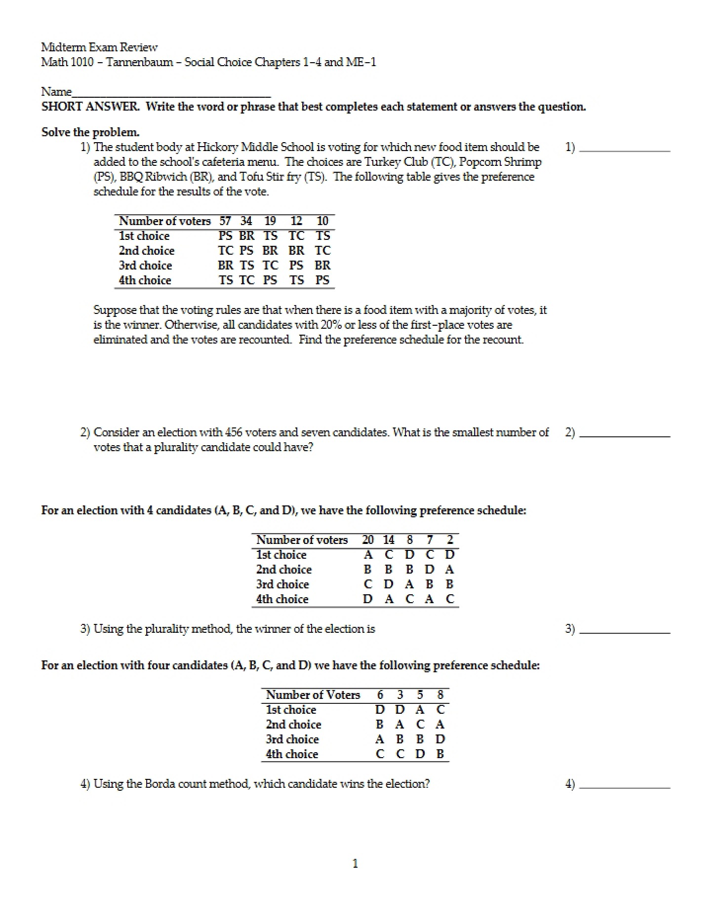 Review for Test