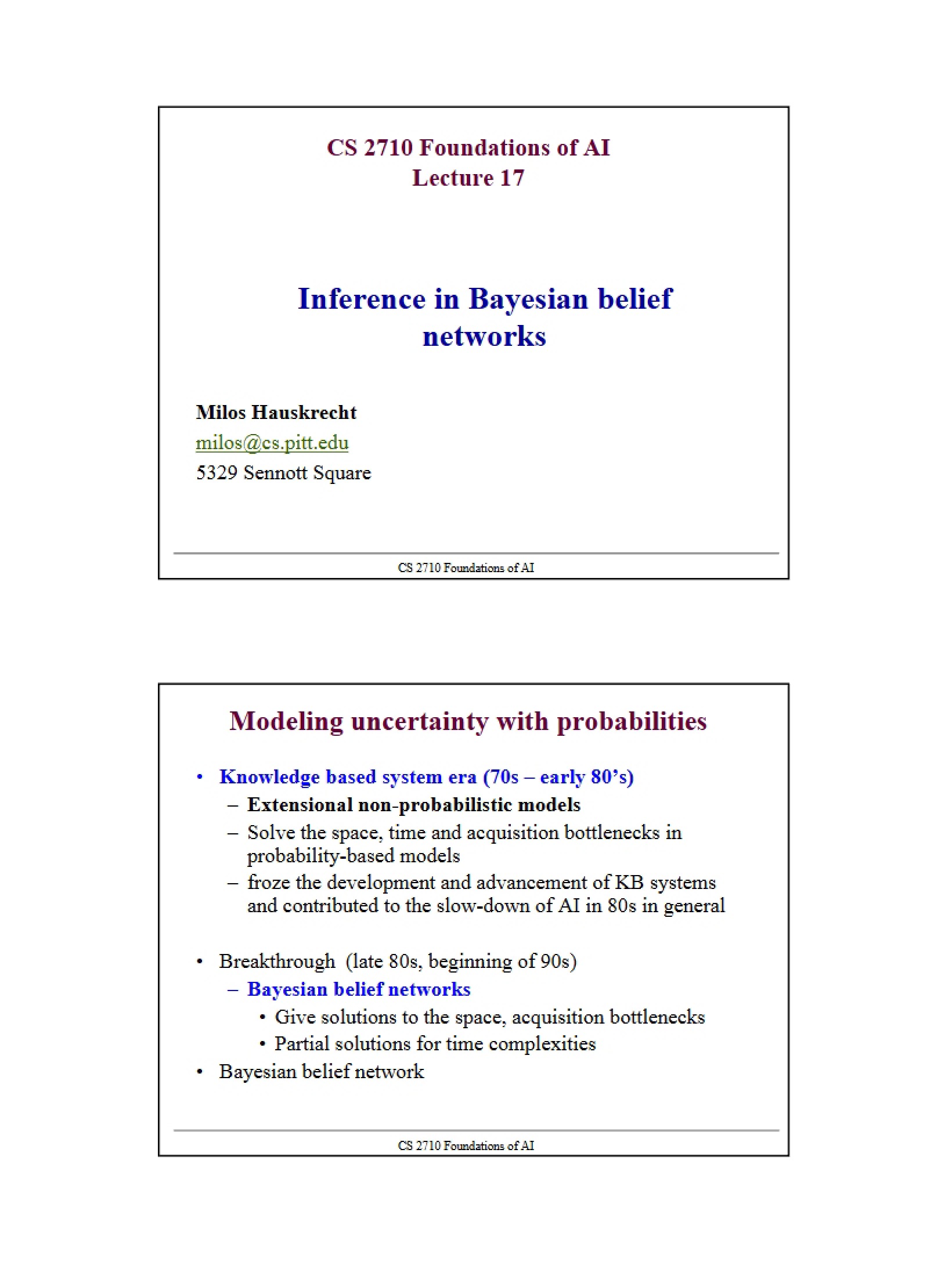Inference within Bayesian Belief Networks