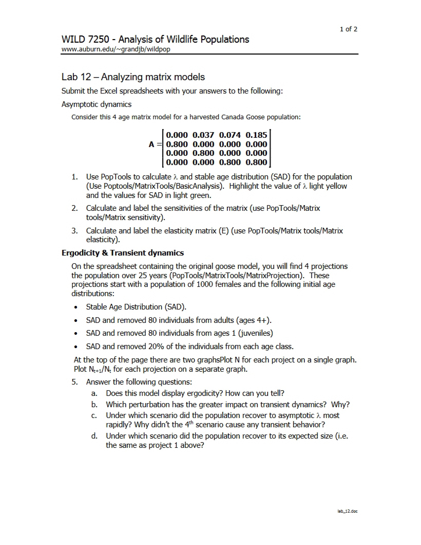 Lab 12 - Wildlife Population Analysis