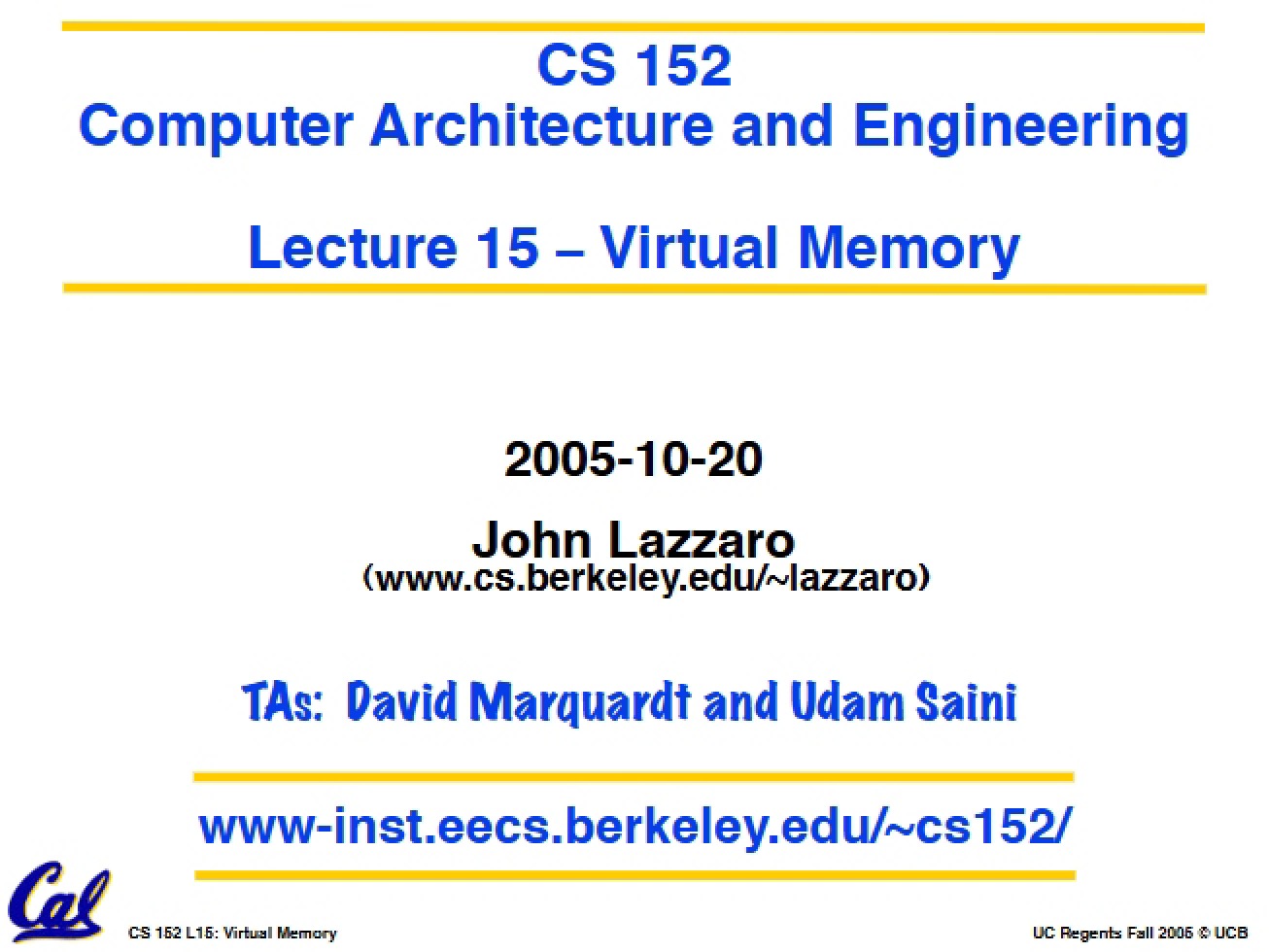 Virtual Memory Systems