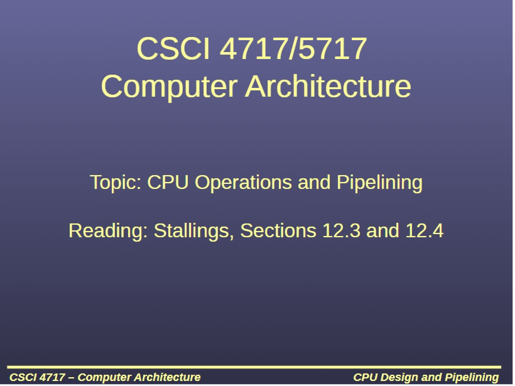 Pipelining and CPU Operations